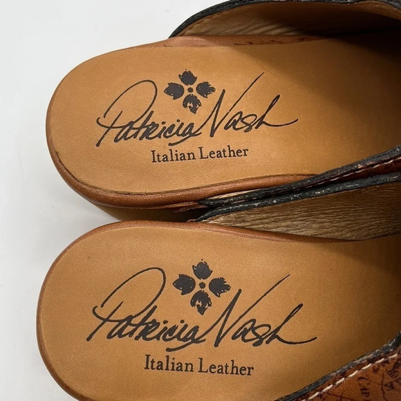Patricia Nash Old World Map Italian Leather Clogs/Mules - Size 6 - Picture 4 of 9